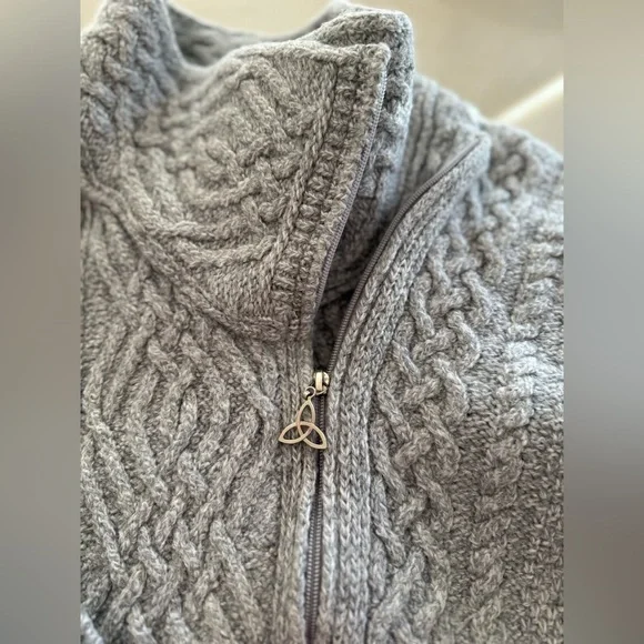 Aran Market Irish Sweater Side Zip Jacket Size M/L - Picture 4 of 12
